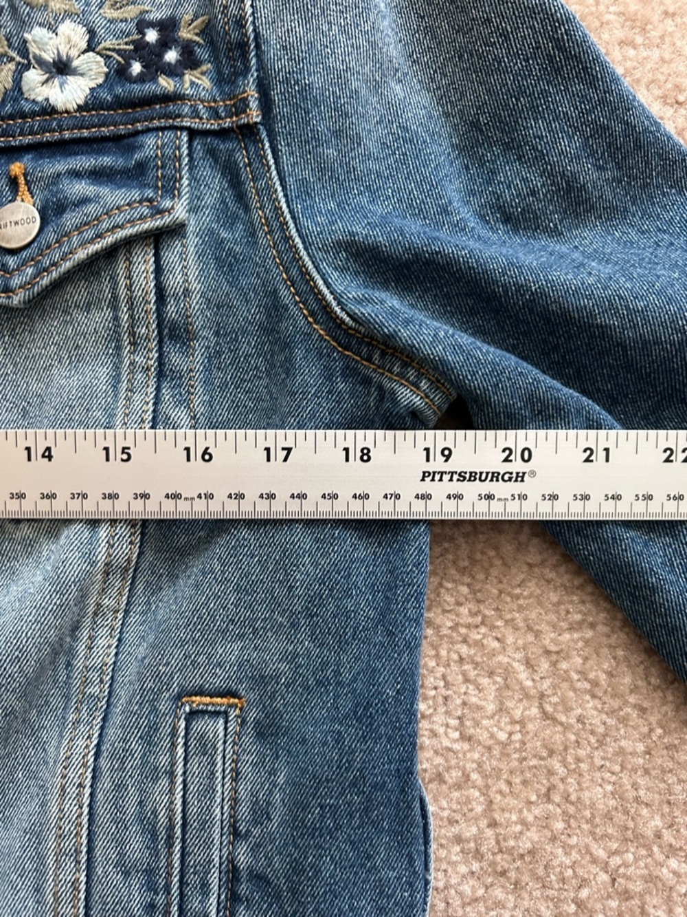 Driftwood X Bluebell Fleur Embroidered Denim Jacket - Picture 10 of 11
